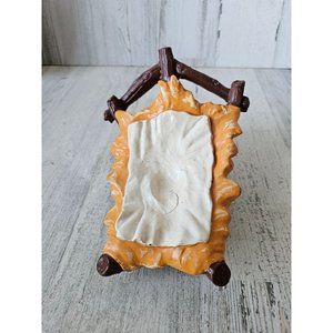 Vintage fontanini baby Jesus manger crib Nativity paper mache Xmas village